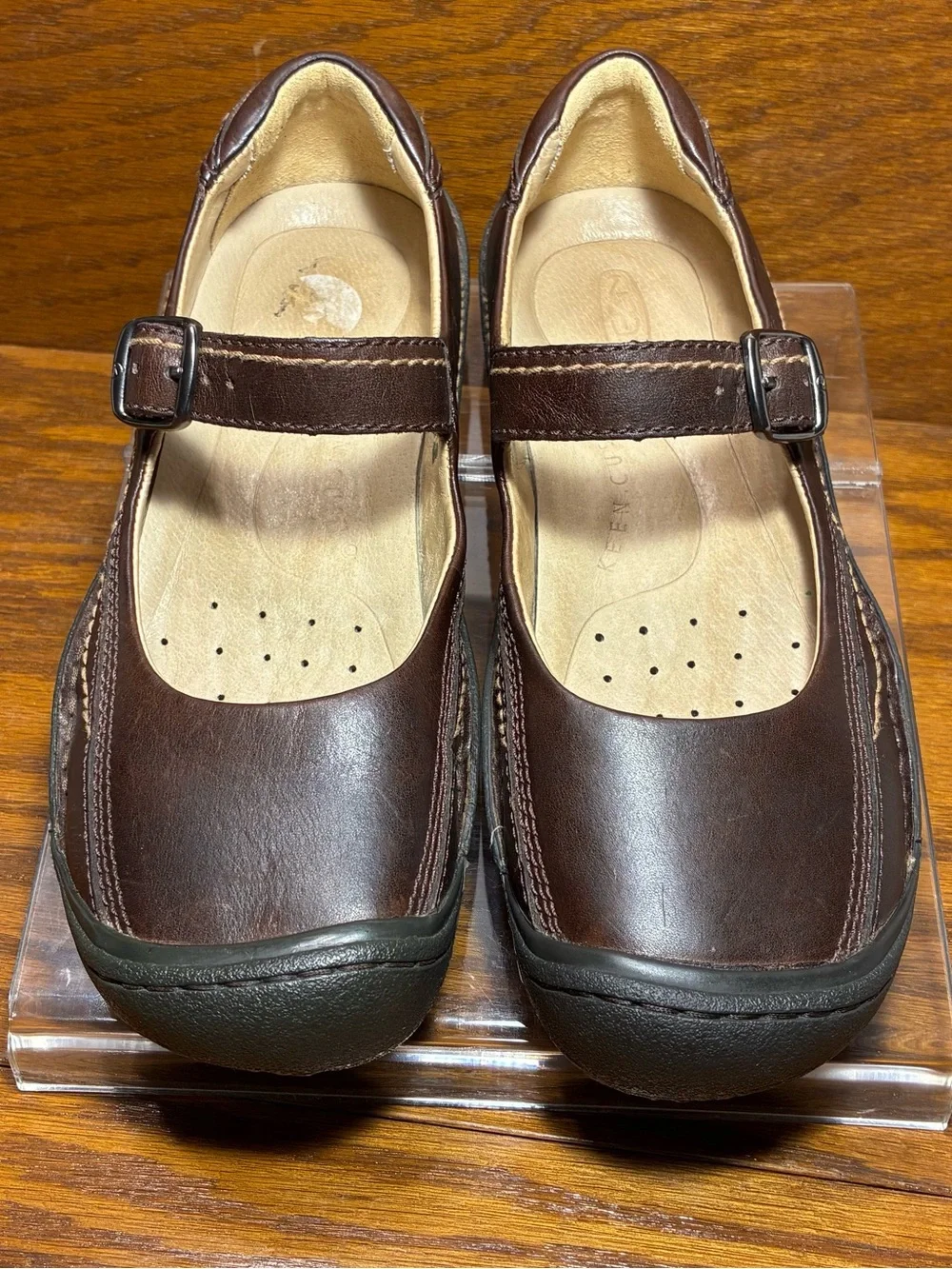 Keen Mary Jane Comfort Shoes Brown Leather Size 7